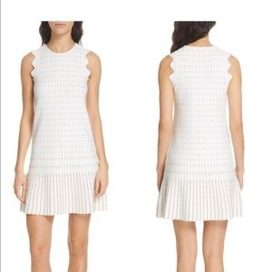 Ted Baker ivory relioa flippy metallic gold jacquard dress 5057930075528